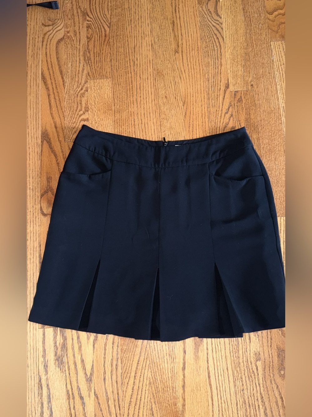 Black Mini Skirt with Front Pleats